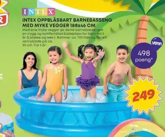 Extra Leker INTEX Oppblåsbart barnebasseng med myke vegger tilbud