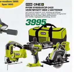 Coop Byggmix RYOBI R18DDJSCSP 242S VERKTØYSETT MED 2 BATTERIER tilbud