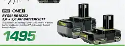 Coop Byggmix RYOBI RB18252 2,0 + 5,0 AH BATTERISETT tilbud