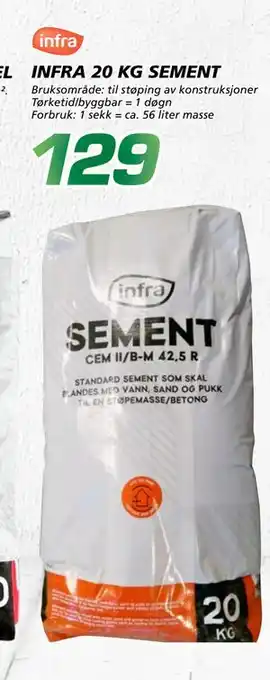 Coop Byggmix INFRA 20 KG SEMENT tilbud