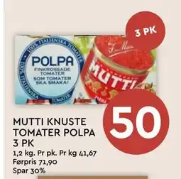 Coop Mega MUTTI KNUSTE TOMATER POLPA 3 PK tilbud