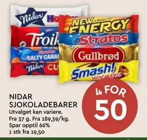 Coop Mega NIDAR SJOKOLADEBARER tilbud