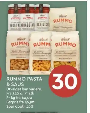 Coop Mega RUMMO PASTA & SAUS tilbud