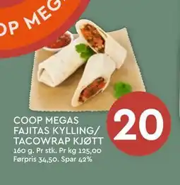 Coop Mega COOP MEGAS FAJITAS KYLLING/ TACOWRAP KJØTT tilbud