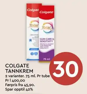 Coop Mega COLGATE TANNKREM tilbud