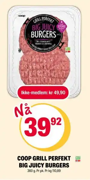 Coop Extra COOP GRILL PERFEKT BIG JUICY BURGERS tilbud