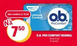 Coop Extra O.B. PRO COMFORT NORMAL tilbud