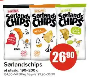 Spar Sørlandschips tilbud