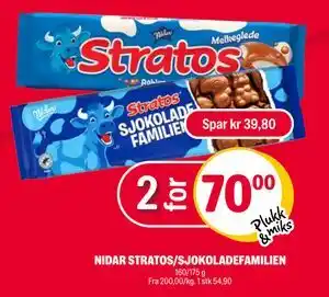 Coop Extra NIDAR STRATOS/SJOKOLADEFAMILIEN tilbud