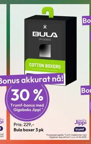 Gigaboks Bula boxer 3 pk tilbud