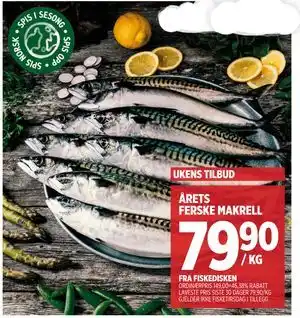 Meny ÅRETS FERSKE MAKRELL tilbud