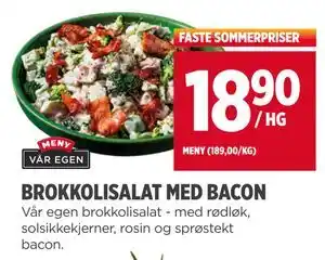 Meny BROKKOLISALAT MED BACON tilbud