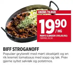 Meny BIFF STROGANOFF tilbud