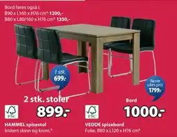 JYSK HAMMEL spisestol tilbud