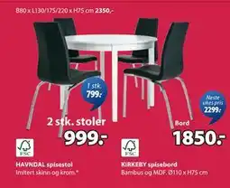 JYSK KIRKEBY spisebord tilbud