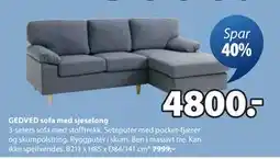 JYSK GEDVED sofa med sjeselong tilbud