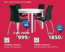 JYSK HAVNDAL spisestol tilbud