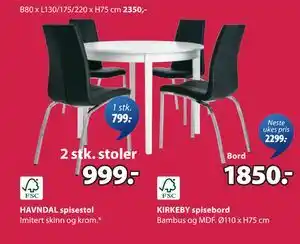 JYSK HAVNDAL spisestol tilbud
