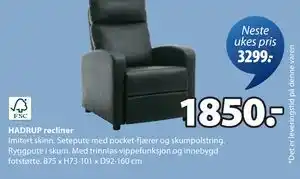 JYSK HADRUP recliner tilbud
