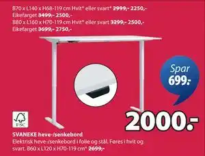 JYSK SVANEKE heve-/senkebord tilbud