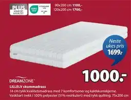 JYSK LILLELV skummadrass tilbud