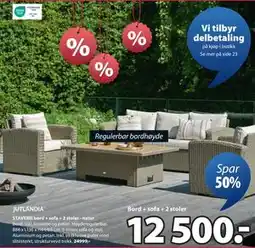 JYSK STAVERN bord + sofa + 2 stoler - natur tilbud