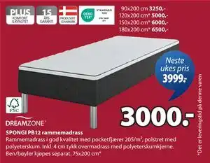 JYSK SPONGI PB12 rammemadrass tilbud