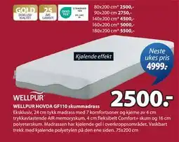 JYSK WELLPUR HOVDA GF110 skummadrass tilbud