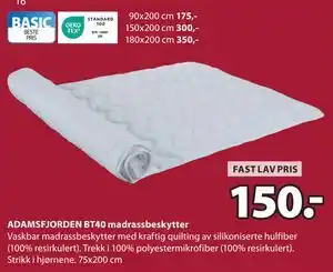 JYSK ADAMSFJORDEN BT40 madrassbeskytter tilbud