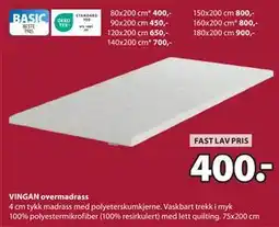 JYSK VINGAN overmadrass tilbud