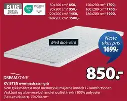 JYSK KVISTEN overmadrass - grå tilbud