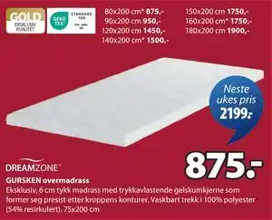 JYSK GURSKEN overmadrass tilbud