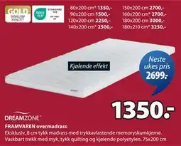 JYSK FRAMVAREN overmadrass tilbud