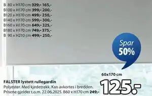 JYSK FALSTER lystett rullegardin tilbud