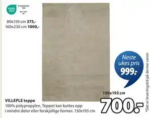 JYSK VILLEPLE teppe tilbud