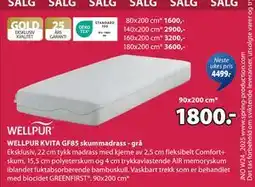 JYSK WELLPUR KVITA GF85 skummadrass - grå tilbud