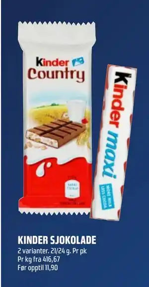 Coop Obs KINDER SJOKOLADE tilbud