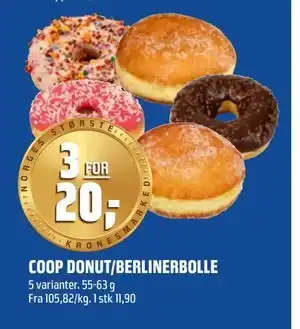 Coop Obs COOP DONUT/BERLINERBOLLE tilbud