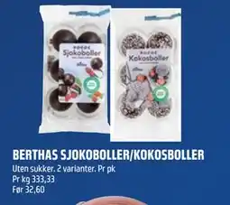 Coop Obs BERTHAS SJOKOBOLLER/KOKOSBOLLER tilbud