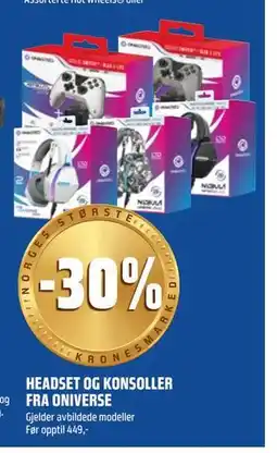 Coop Obs HEADSET OG KONSOLLER FRA ONIVERSE tilbud