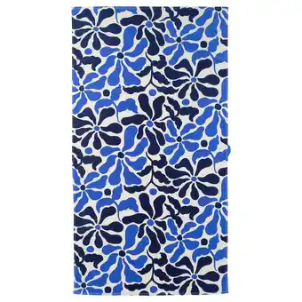 IKEA Gulyxne Strandhåndkle, blå/blomstermønster, 100x180 cm tilbud