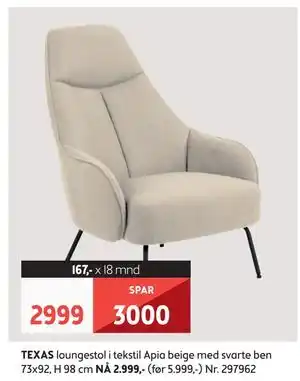 Bohus TEXAS loungestol tilbud