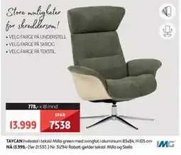 Bohus TAYCAN hvilestol tilbud