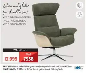 Bohus TAYCAN hvilestol tilbud