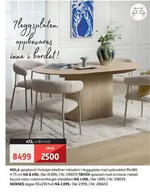 Bohus NOLA spisebord tilbud