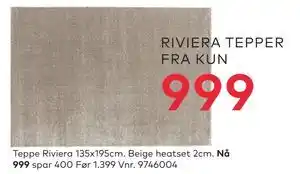 Skeidar Teppe Riviera 135x195cm tilbud