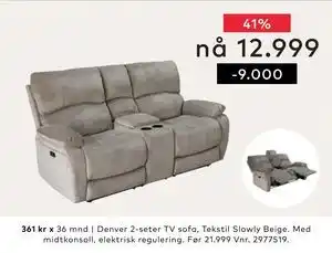Skeidar Denver 2-seter TV sofa tilbud