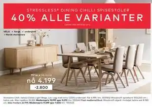 Skeidar Stressless Chilli i tekstil Calido Light Beige tilbud