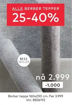 Skeidar Berber teppe 160x230 cm tilbud
