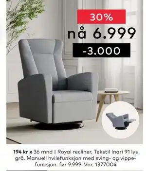 Skeidar Royal recliner tilbud